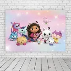Painel Retangular em Lona 2x2m Personalizado em Lona Fosca - Tema Gabby