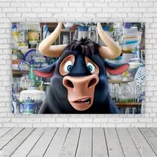 Painel Retangular em Lona 2x2m Personalizado em Lona Fosca - Tema Touro Ferdinando