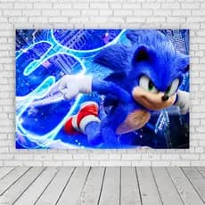 Painel Retangular em Lona 2x2m Personalizado em Lona Fosca - Tema Sonic correndo