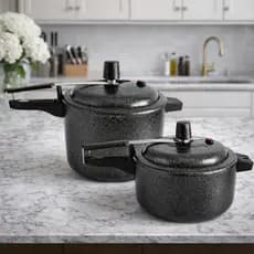 Kit 02 Panelas Pressão 4,5L + 2,5L Alumínio Reforçado Craqueada Cozimento Rápido Cozinha Craquelada