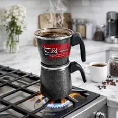 Cafeteira Italiana 1,5L Aluminio Preta Craqueada Economica com Filtro Café Moka