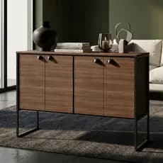 Aparador Buffet Multiuso 4 Portas MDF – Armário Sala, Sala de Jantar ou Hall. COR: TABACO