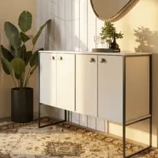 Aparador Buffet Multiuso 4 Portas MDF – Armário Sala, Sala de Jantar ou Hall - Metalon PRETO