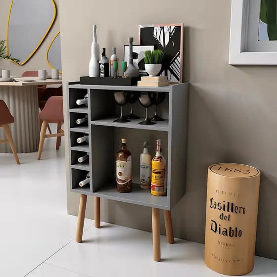 Adega Bar Multiuso Compacta – Organizador de Vinhos, Taças  em MDF