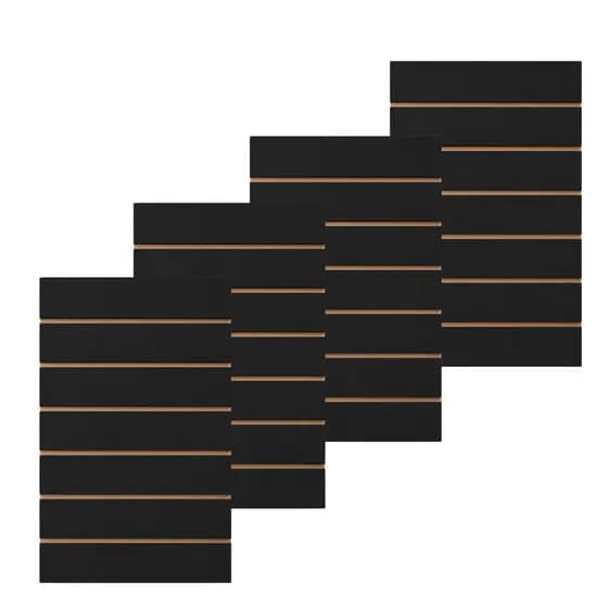 Kit 4 Painéis Canaletados Para Parede Em Mdf 90x60 PRETO