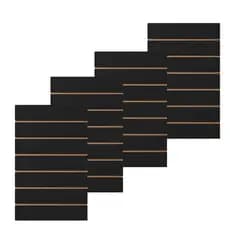 Kit 4 Painéis Canaletados Para Parede Em Mdf 90x60 PRETO