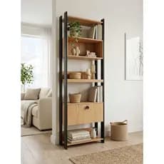 Estante Multiuso MDF com Nicho e Porta Basculante Organizador Cozinha Sala Lavanderia