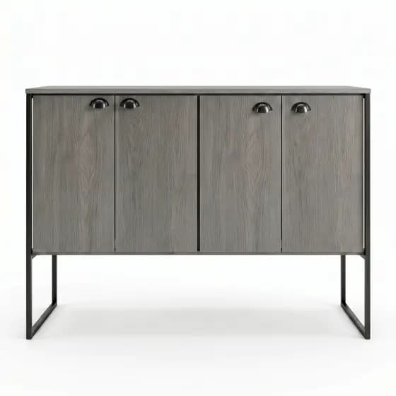 Aparador Buffet Multiuso 4 Portas MDF – Armário Sala, Sala de Jantar ou Hall. COR: CINZA