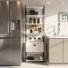 Estante Multiuso MDF com Prateleiras e Porta Basculante Organizador Cozinha Sala Quarto