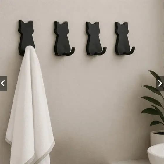 Kit Cabide Gancho Gatinho Adesivo de Parede com Fita Dupla Face 3M para Toalhas Banheiro/Chaveiro