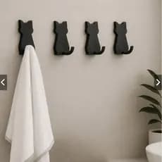 Kit Cabide Gancho Gatinho Adesivo de Parede com Fita Dupla Face 3M para Toalhas Banheiro/Chaveiro