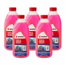 kit 5 Aditivos Fluído Wurth Original Líquido Radiador Rosa Pronto Uso 1 Litros