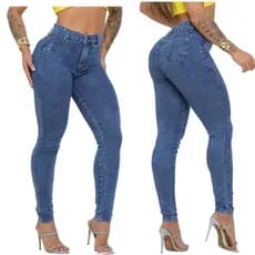 Calças Feminina Cintura Alta Com Lycra Elastano Cós Alto Modelagem Levanta Bumbum