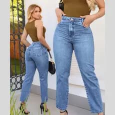 Calça Mom Jeans Cintura Alta Feminina Levanta Bumbum  100% Algodão Premium