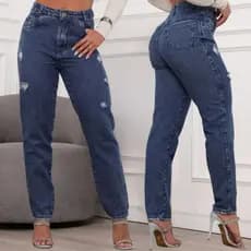 Calça Jeans Mom Cintura Alta Feminina Levanta Bumbum 100% Algodão Premium