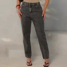 Calça Jeans MOM Grafite 100% Algodão Premium
