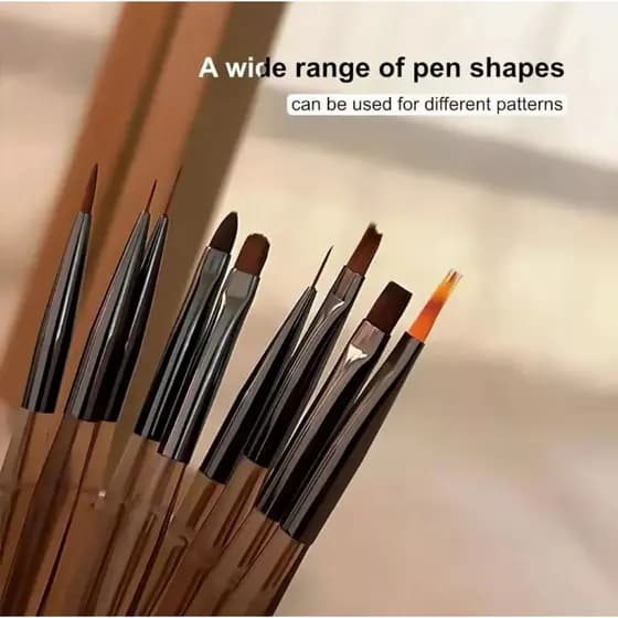 9pcs Pincéis Para Arte De Unhas , Conjunto De Ferramentas Desenho De Polimento De Gel