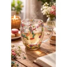 Xícara Parede Dupla Flores secas 350 ml