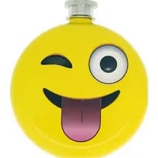 Cantil Aço Inoxi Amarelo Emoji  Divertido Garrafa Portátil para Bebidas