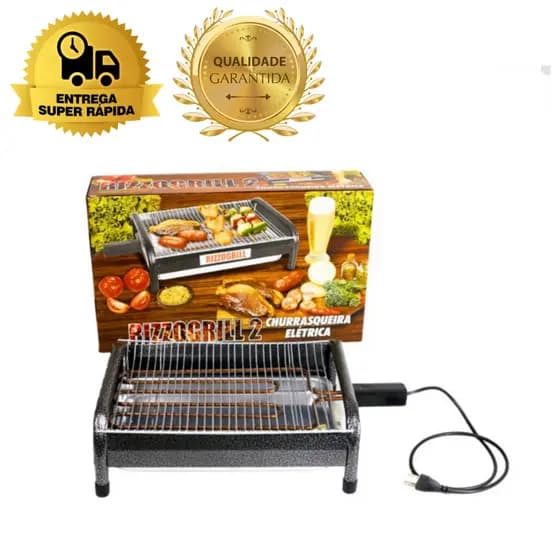Churrasqueira Elétrica Portátil Alumínio 110V Sem Fumaça 1600W
