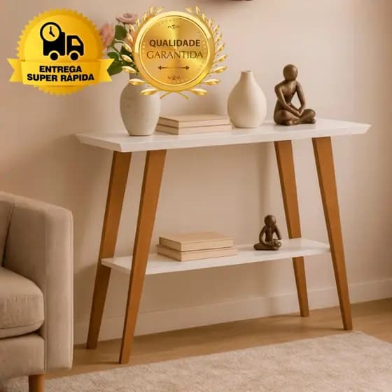 Aparador de Sala Buffet Cantinho do Café Pés de Madeira Maciça Decorativo com Prateleira