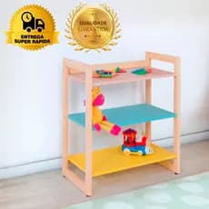 Estante Prateleira Multiuso Baixa de madeira infantil Livros Brinquedos Várias Cores