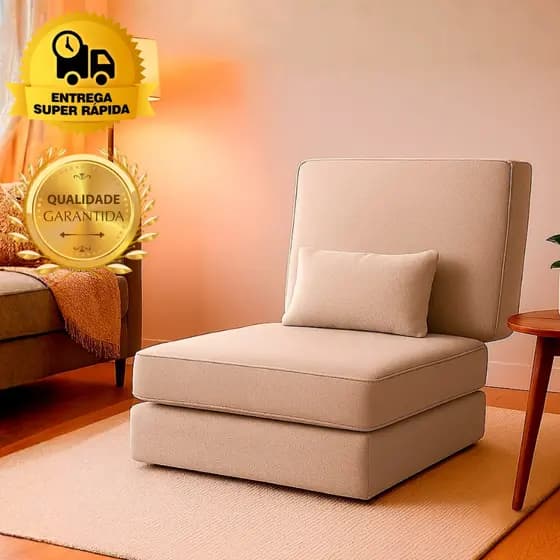 Puff 3 em 1 Colchonete Dobrável Futon Solteiro Multiuso Portátil Colchão + Almofada