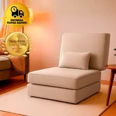 Puff 3 em 1 Colchonete Dobrável Futon Solteiro Multiuso Portátil Colchão + Almofada