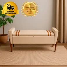 Recamier Baú Estofado Organizador Solteiro para Cama Box Puff Quarto Sala