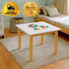Mesa Infantil Crianças Escolas Brinquedoteca Tampo MDF Pés Madeira Pinus