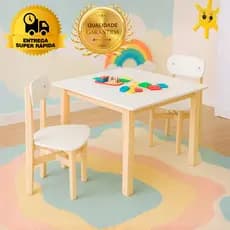 Conjunto Infantil Mesa com Cadeiras Colore Quarto Criança MDF Brinquedoteca