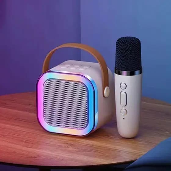 Caixa de Som Bluetooth Karaokê com 1 Microfone Sem Fio - Alto-Falante Potente para Cantar em Casa P8