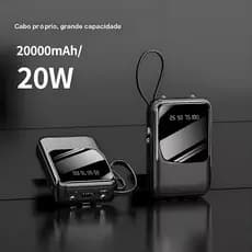 Carregador Portátil 10000mAh - 3 Cabos Integrados, Compacto e Resistente A6