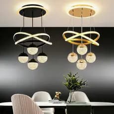 Lustre de Cristal LED 3 Cores - Tensão Universal 110V-220V, Ideal para Sala de Estar e Jantar O16