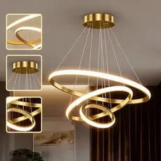 Lustre LED Minimalista Nórdico - 3 Modos de Luz, Ideal para Sala e Cozinha, Iluminação Soft e Econômica O15