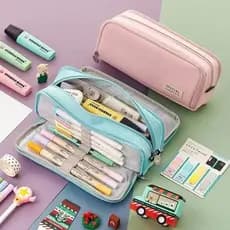 Estojo De Lápis De Tecido De Grande Capacidade Camada /Double Sided Pen Bag Pencil Case/Escolar