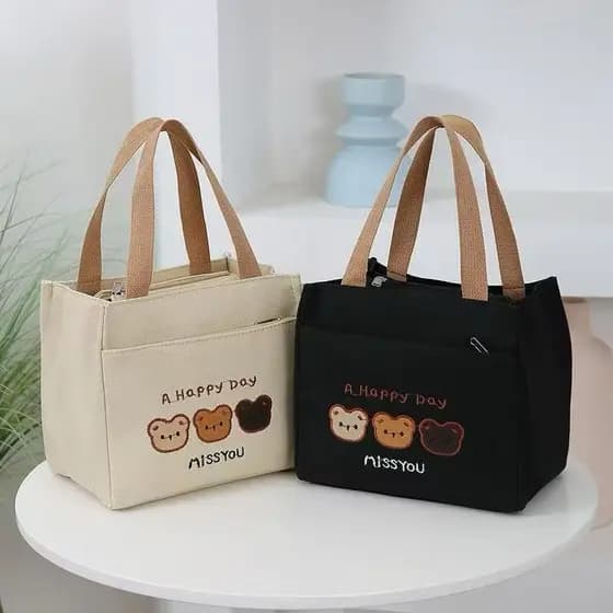 Bolsa Termica de Lona Ursinho design Capacidade Adequada Para Marmita-Yan