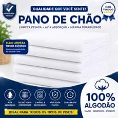 Kit 05 Pano de Chão Grande Grosso Saco 75x45cm, Saco Grosso, Alvejado, Limpeza De Casa, Escritório, 100% Algodão
