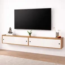 Rack Suspenso com Quatro Portas Estante Home com Passa Cabo para TV até 75''