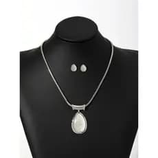 Conjunto de colar de brincos de pedra de olho de gato
