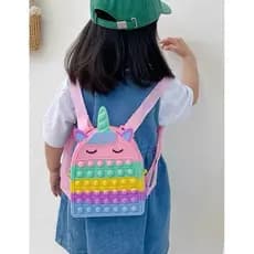 Mochila Pop It unicórnio Bolsa infantil Colorida 100% Silicone