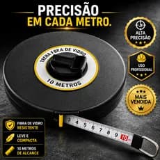 Trena Fibra de Vidro 10 Metros Profissional Alta Precisão Leve Resistente FiberTrack
