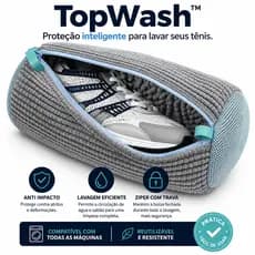 Bolsa para Lavar Tênis na Máquina com Zíper e Proteção Acolchoada TopWash™ Reutilizável Lavagem Segura