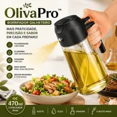 Borrifador Spray para Azeite e Óleo 470ml Galheteiro Dosador de Vidro OlivaPro™