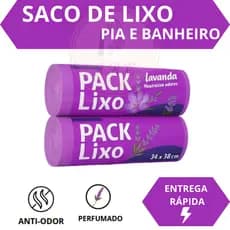Saco de Lixo Lavanda Perfumado Pia e Banheiro 34x38cm 40 sacos Anti Odor Insetos Neutraliza Odores