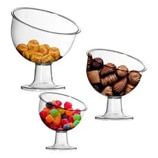 Taça Inclinada Grande em PS Cristal Transparente – Ideal para Doces e Sobremesas - 1,1 litros