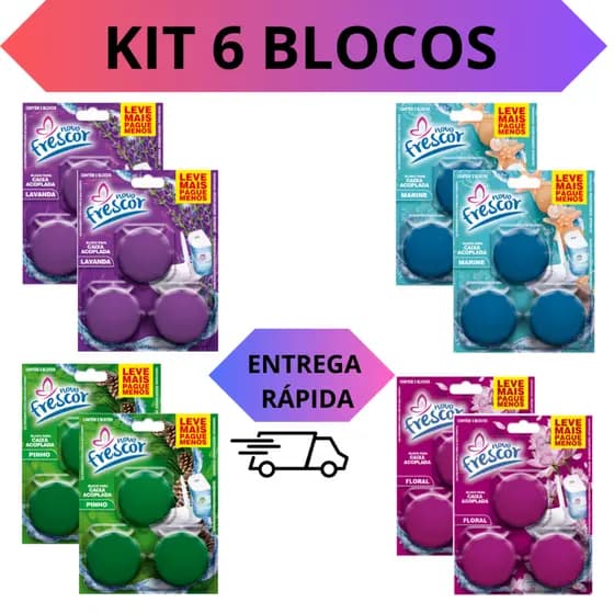 Pedra Sanitária Nas Fragrâncias Lavanda Bloco Caixa Acoplada kit 6 blocos de 45g