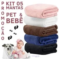 Kit Manta Para Bebê Pet 05 Peças Cão Cachorro Gato Mantinha Cobertor Coberta Quentinha Extra Macia