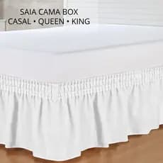 Saia Box CASAL, QUEEN ou KING Com Elástico e Fivela Reguladora Babado Franzido Protetor de Cama Box