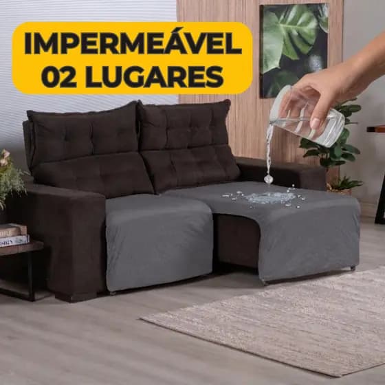 Protetor Assento Sofá Capa Retrátil Impermeável 2 Lugares Dupla Face Módulos